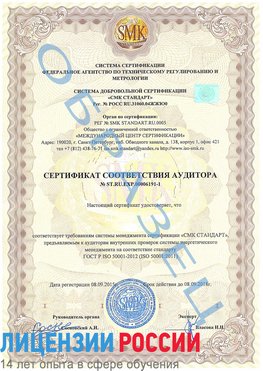 Образец сертификата соответствия аудитора №ST.RU.EXP.00006191-1 Бабаево Сертификат ISO 50001