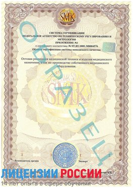 Образец сертификата соответствия (приложение) Бабаево Сертификат ISO 13485