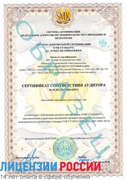 Образец сертификата соответствия аудитора №ST.RU.EXP.00014299-1 Бабаево Сертификат ISO 14001